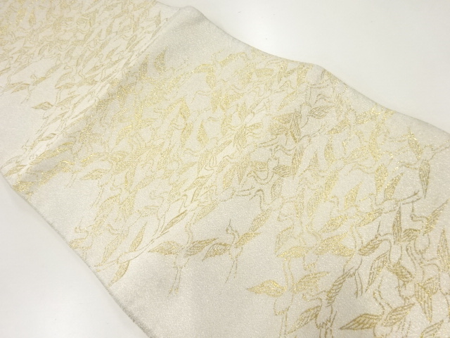 アンティーク　綴れ群鶴模様織出し袋帯（材料）